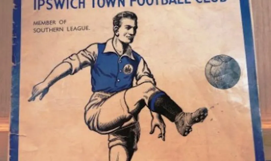 The front cover of a vintage football programme of Ipswich FC