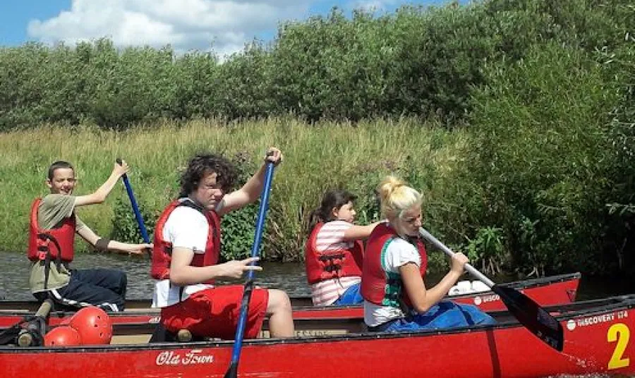 Young people kayaking