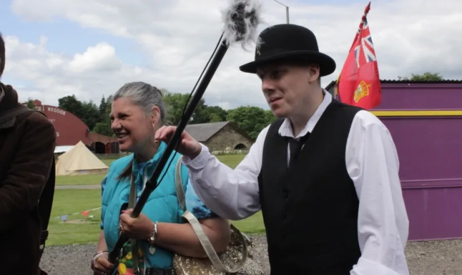 Members of the group during film production 