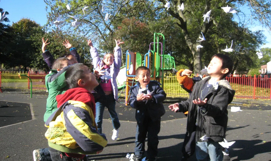 Children playing in a Manchester park