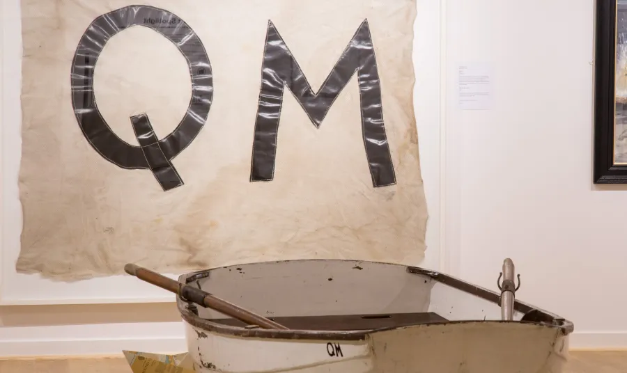 Wooden boat and flag