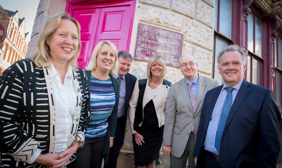Sir Albert Bore (far right) with the project team in the Jewellery Quarter