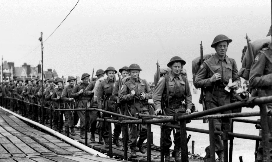 Troops boarding ships ahead of the D-Day landings in 1944