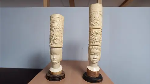 Two carved statues