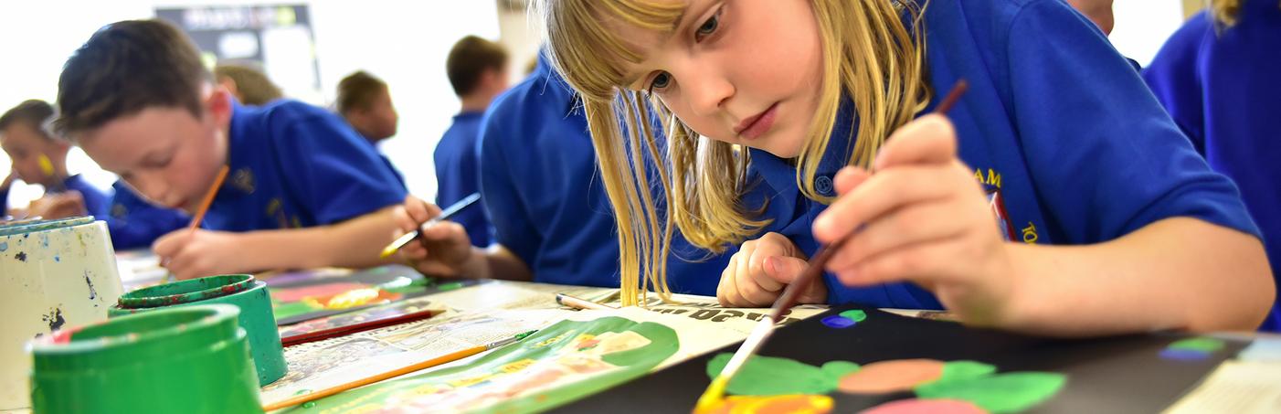 Children taking part in an art class