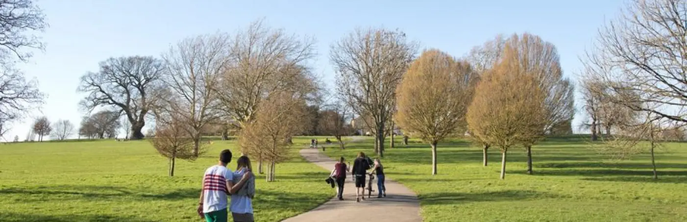People enjoying Brockwell Park in London