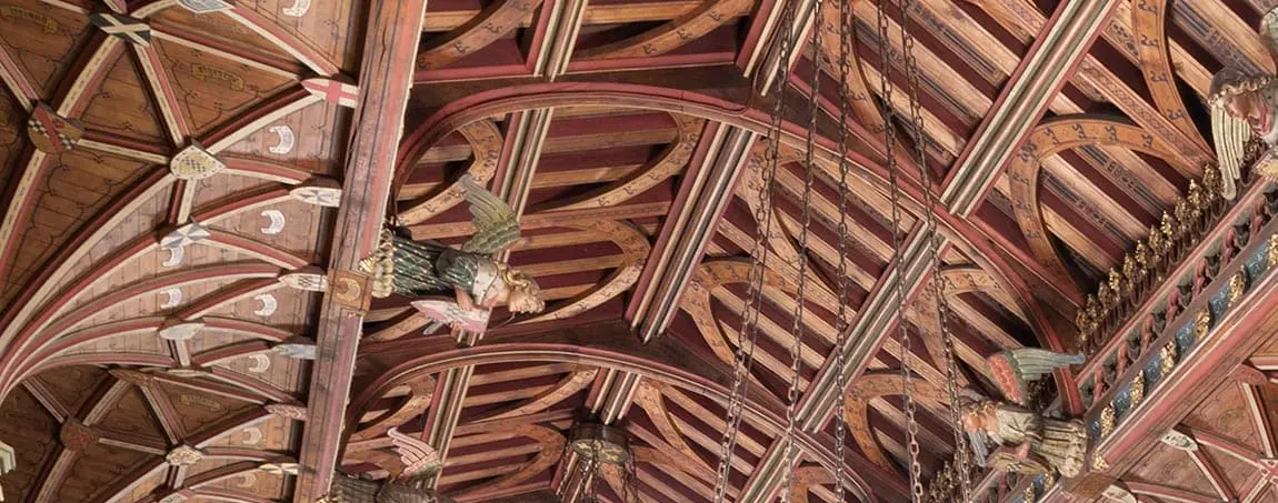 The intricate vaulted ceiling of Cardiff castle