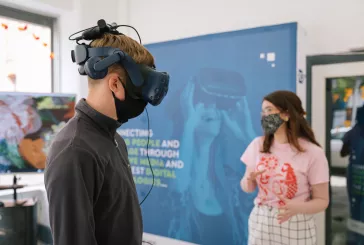 Person wearing virtual reality glasses
