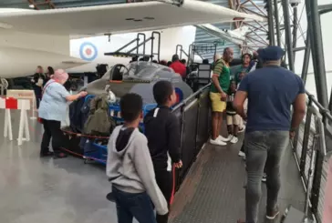 Photograph of a group visiting the RAF Museum