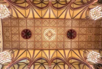 Intricate ceiling by William Burges at Cannaught Hall at Maison Dieu Dover.