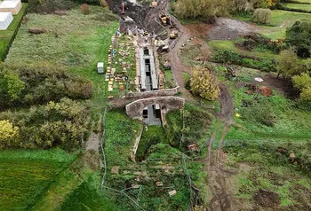 Westfield Bridge and the start of the Missing Mile with scaffolding and repairs.