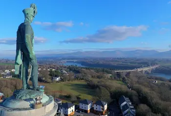 Statue overlooking landscape