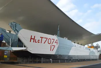 Landing Craft Tank LCT 7074 in its new location in Portsmouth 