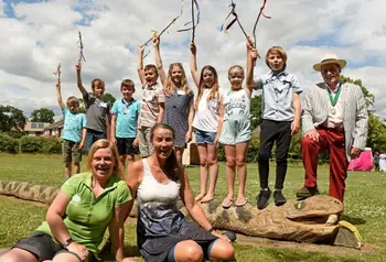 Group of volunteers and children in the New Forest National Park 