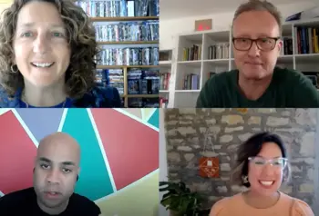 Screenshots of Teams webinar of the host and the three speakers