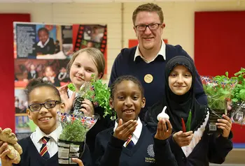 Victoria Park school pupils and teacher who took in the Memories of Spice from Smethwick project