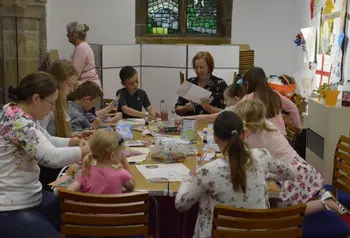 The community making use of the new spaces in St Mary's church