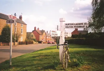 A bicycle and sign on the National Byway