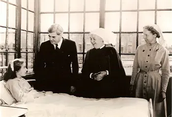 Aneurin Bevan, Minister of Health, on the first day of the NHS, at Park Hospital, Davyhulme