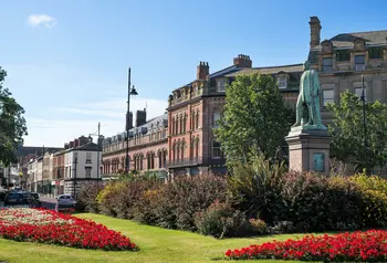 Photograph of Ramsden Square statue and Abbey Road Barrow-in-Furness, Cumbria, England, UK