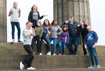 Young People from Deaf Action on Calton Hill, Edinburgh