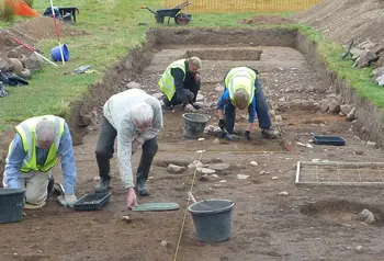 Archaeologists at the dig site