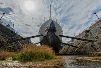 HMS M33 in dry dock