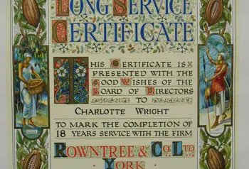 Rowntree long service certificate