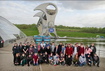 Participants on the first ever canal college celebrate at The Falkirk Wheel 