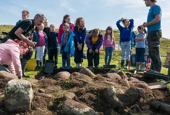 Staffin Primary School pupils during an archaeological dig