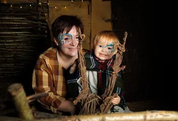 Mother and son in Iron Age dress