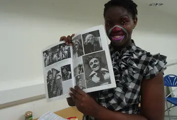 Project participant researching circus performers and characters