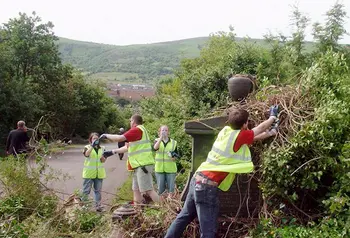 People working to clear up the Cemetery