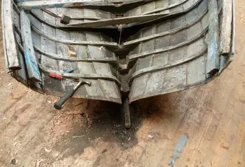 A boat undergoing repair