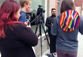 Young people filming