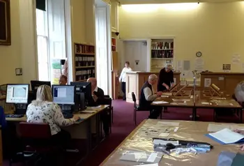 Volunteers doing research at Flintshire County Council record office