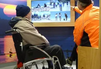 Visitors exploring The Centre @ Hengistbury Head