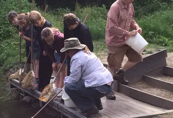 Local school children have a go at pond dipping