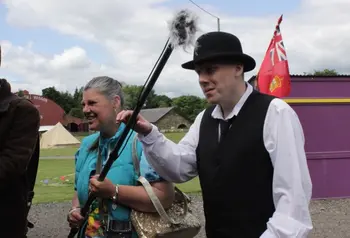 Members of the group during film production 