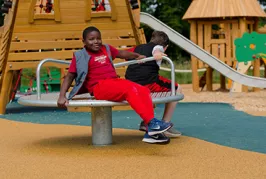 Child playing in playground