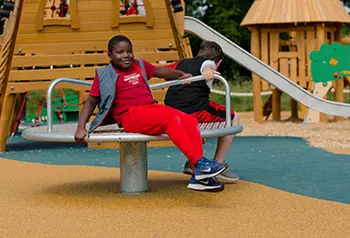 Child playing in playground