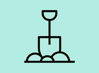 Image icon showing a simple outline of a shovel in the earth