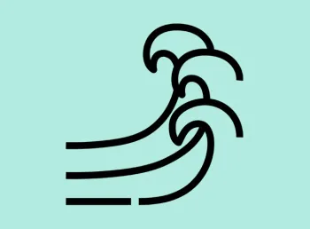 a black icon depicting ocean waves