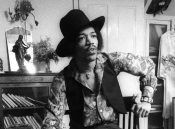 Jimi Hendrix in his flat at 23 Brook Street