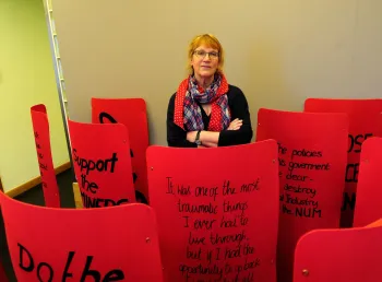 North Staffs Miners’ Wives Action Group riot shield installation