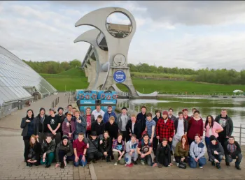 Participants on the first ever canal college celebrate at The Falkirk Wheel 