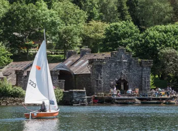 Photograph of historic boathouses at Fell Foot park