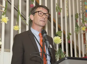 Nick Merriman speaking at the opening gala of the World Gallery