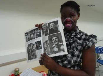 Project participant researching circus performers and characters