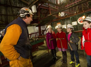 Children visit Big Pit National Mining Museum